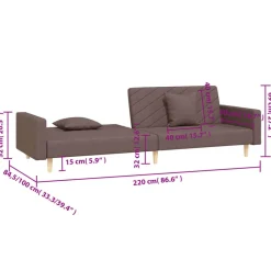vidaXL Sofá cama de 2 plazas con dos almohadas tela gris taupe Taupé Online