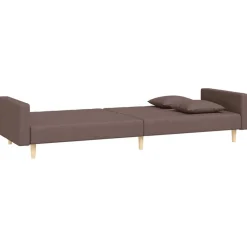 vidaXL Sofá cama de 2 plazas con dos almohadas tela gris taupe Taupé Online