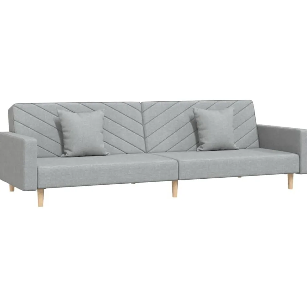 vidaXL Sofá cama de 2 plazas con dos almohadas tela Gris claro Online