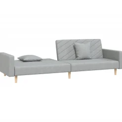 vidaXL Sofá cama de 2 plazas con dos almohadas tela Gris claro Online