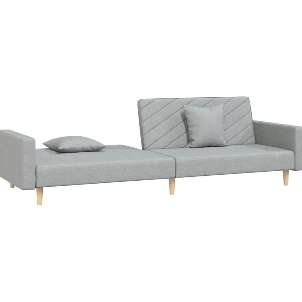 vidaXL Sofá cama de 2 plazas con dos almohadas tela Gris claro Online