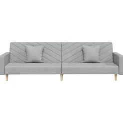 vidaXL Sofá cama de 2 plazas con dos almohadas tela Gris claro Online