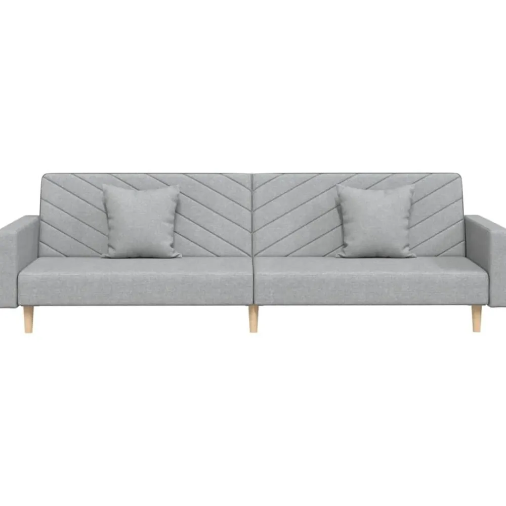 vidaXL Sofá cama de 2 plazas con dos almohadas tela Gris claro Online