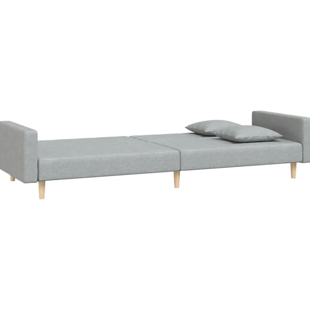 vidaXL Sofá cama de 2 plazas con dos almohadas tela Gris claro Online