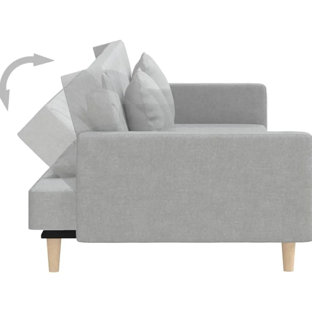 vidaXL Sofá cama de 2 plazas con dos almohadas tela Gris claro Online