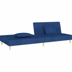 vidaXL Sofá cama de 2 plazas con dos almohadas tela Azul Clearance