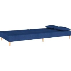 vidaXL Sofá cama de 2 plazas con dos almohadas tela Azul Clearance