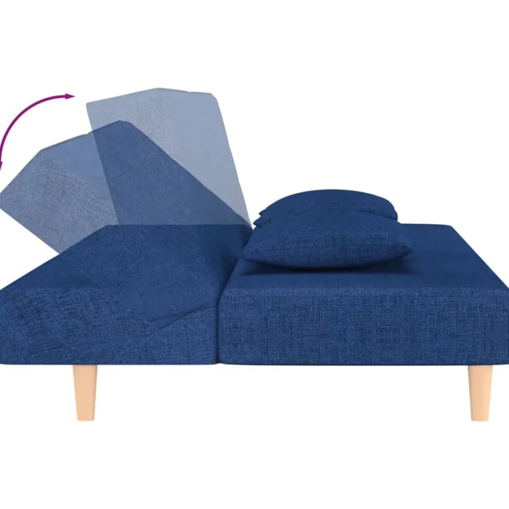 vidaXL Sofá cama de 2 plazas con dos almohadas tela Azul Clearance