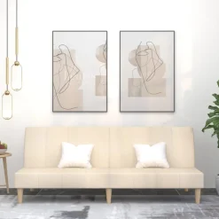 vidaXL Sofá cama de 2 plazas tela color Crema Best
