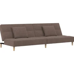 vidaXL Sofá cama de 2 plazas con dos almohadas tela gris taupe Taupé Hot
