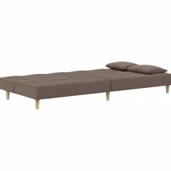 vidaXL Sofá cama de 2 plazas con dos almohadas tela gris taupe Taupé Hot