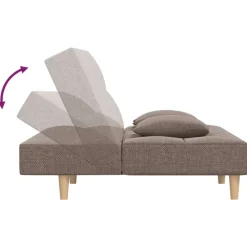 vidaXL Sofá cama de 2 plazas con dos almohadas tela gris taupe Taupé Hot