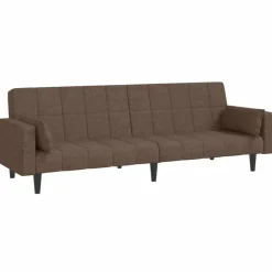 vidaXL Sofá cama de 2 plazas con dos almohadas tela gris taupe Taupé New