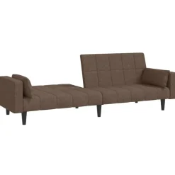 vidaXL Sofá cama de 2 plazas con dos almohadas tela gris taupe Taupé New