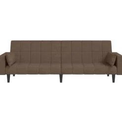 vidaXL Sofá cama de 2 plazas con dos almohadas tela gris taupe Taupé New
