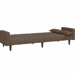 vidaXL Sofá cama de 2 plazas con dos almohadas tela gris taupe Taupé New