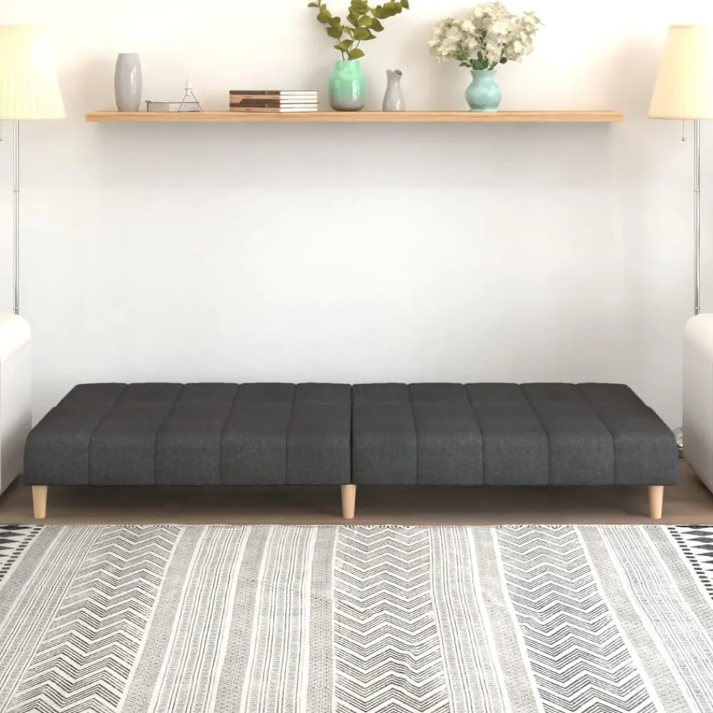 vidaXL Sofá cama de 2 plazas tela Gris oscuro Clearance