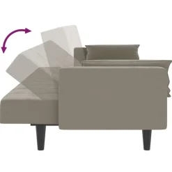 vidaXL Sofá cama de 2 plazas con dos almohadas terciopelo Gris claro
