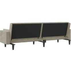 vidaXL Sofá cama de 2 plazas con dos almohadas terciopelo Gris claro