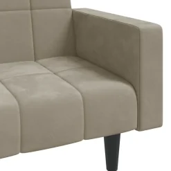 vidaXL Sofá cama de 2 plazas con dos almohadas terciopelo Gris claro