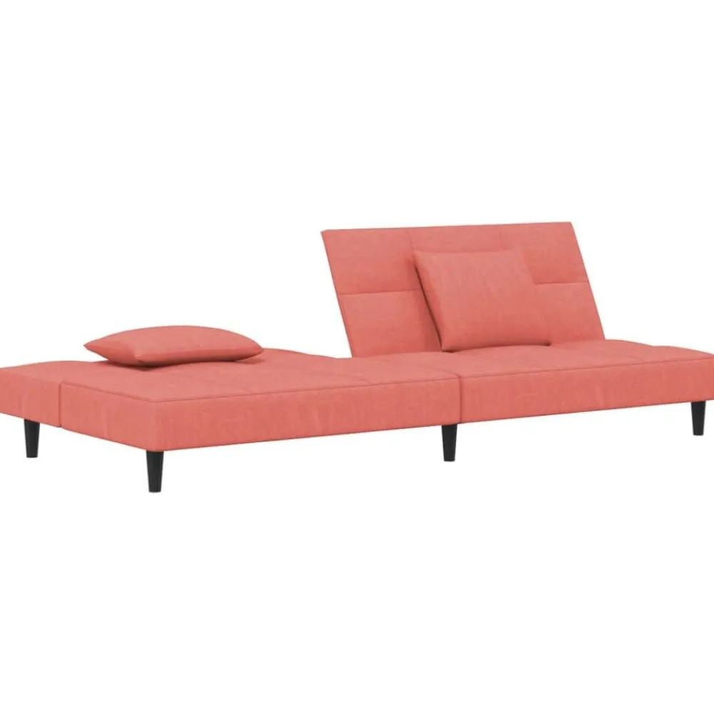 vidaXL Sofá cama de 2 plazas con dos almohadas terciopelo Rosa Clearance