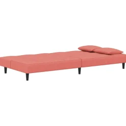 vidaXL Sofá cama de 2 plazas con dos almohadas terciopelo Rosa Clearance