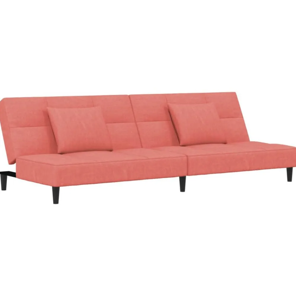 vidaXL Sofá cama de 2 plazas con dos almohadas terciopelo Rosa Clearance