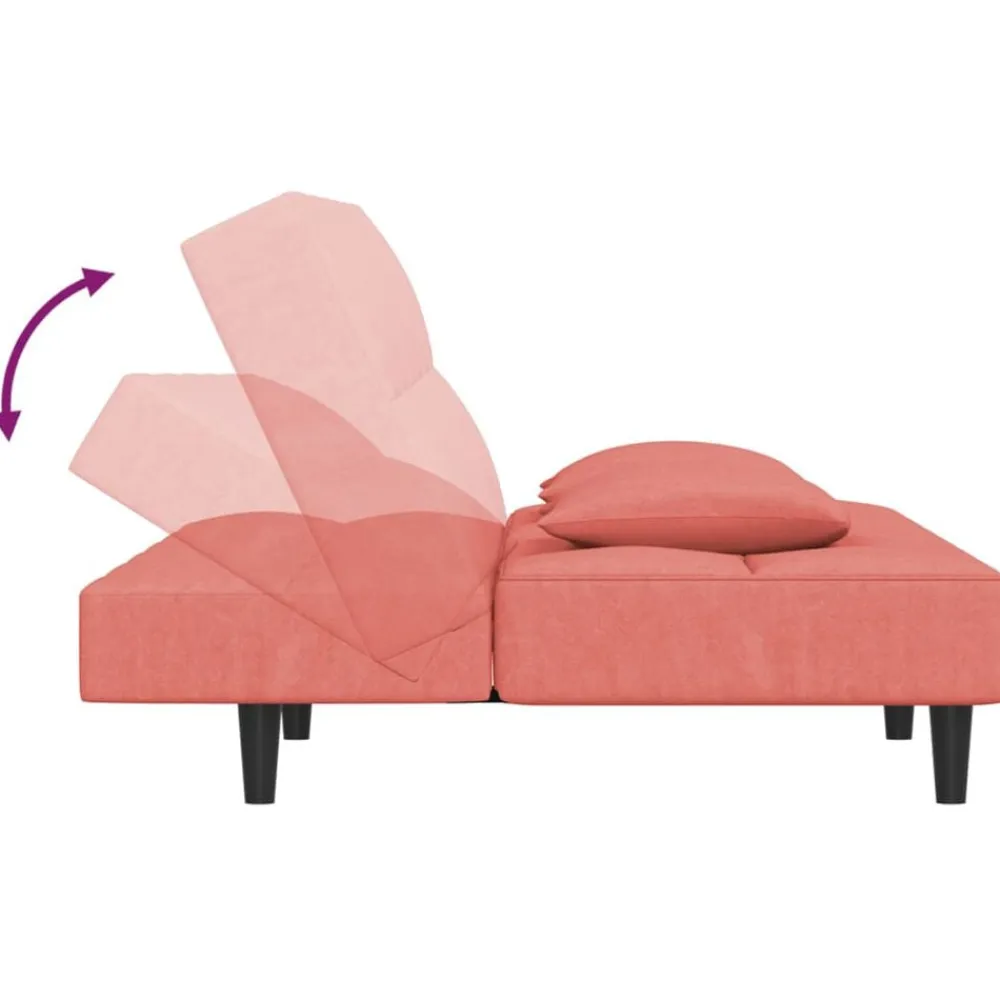 vidaXL Sofá cama de 2 plazas con dos almohadas terciopelo Rosa Clearance