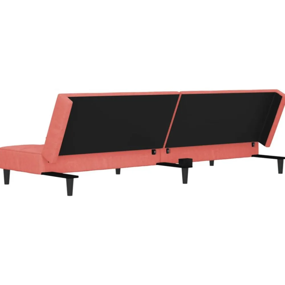 vidaXL Sofá cama de 2 plazas con dos almohadas terciopelo Rosa Clearance