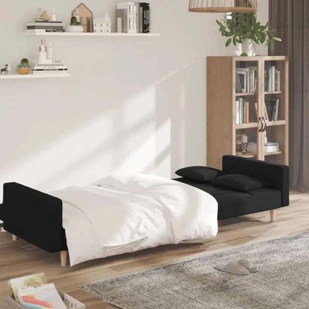 vidaXL Sofás-Sofá cama de 2 plazas con dos almohadas tela
