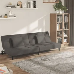 vidaXL Sofás-Sofá cama de 2 plazas con dos almohadas terciopelo