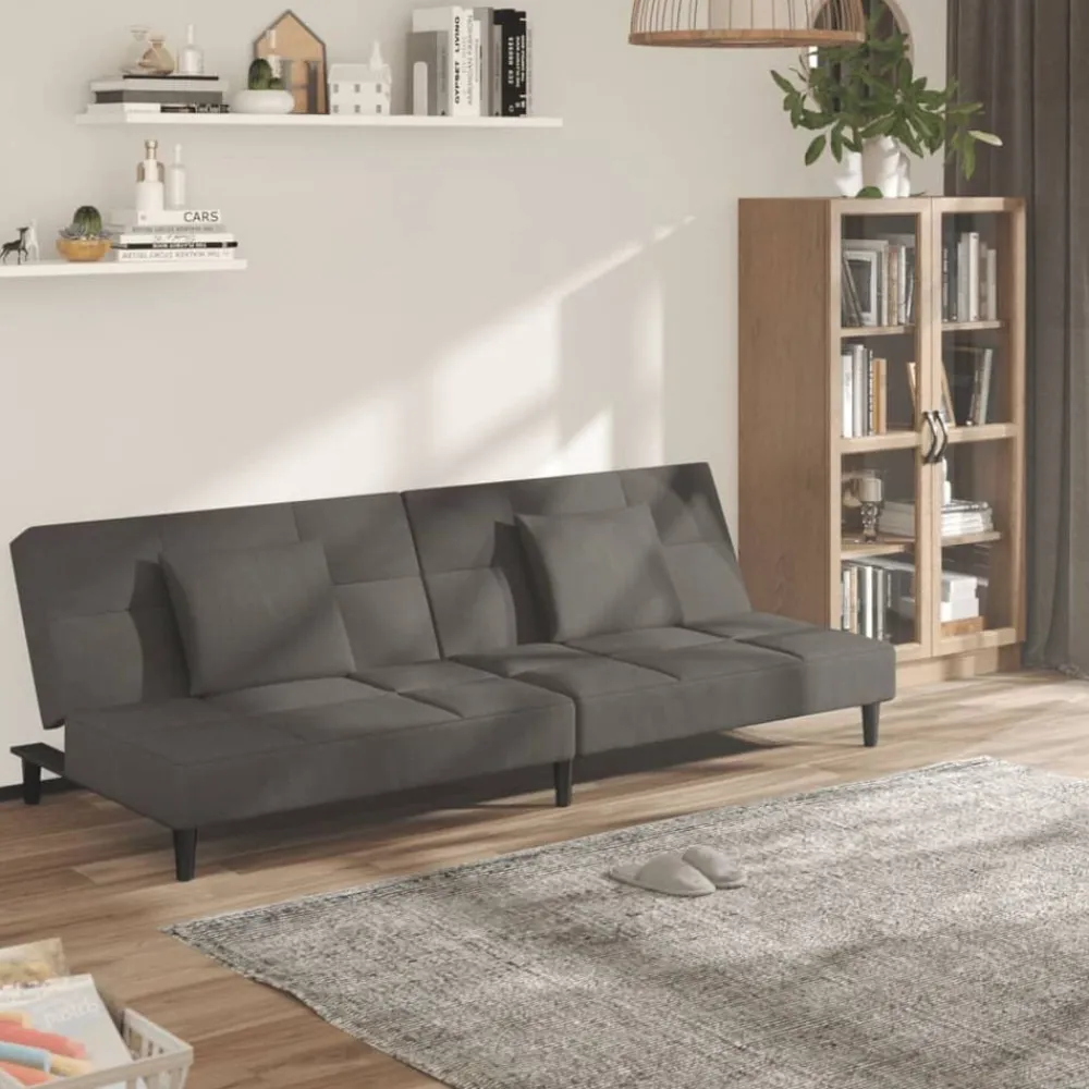 vidaXL Sofás-Sofá cama de 2 plazas con dos almohadas terciopelo