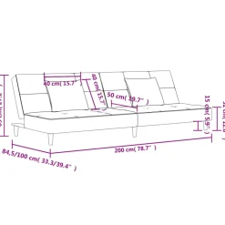 vidaXL Sofás-Sofá cama de 2 plazas con dos almohadas terciopelo