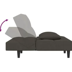 vidaXL Sofás-Sofá cama de 2 plazas con dos almohadas terciopelo