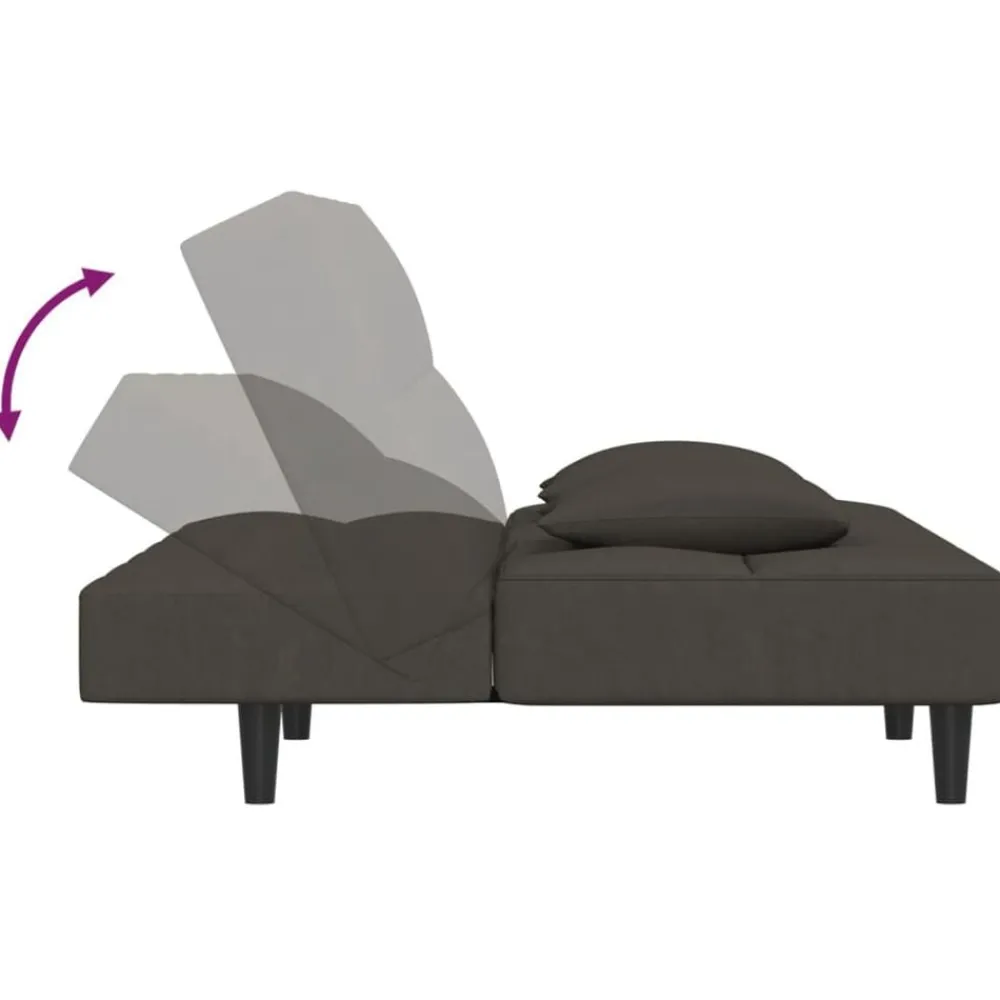 vidaXL Sofás-Sofá cama de 2 plazas con dos almohadas terciopelo