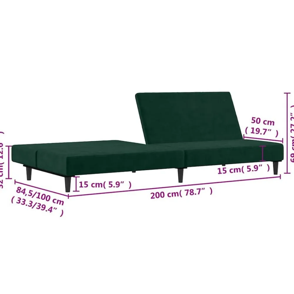 vidaXL Sofás-Sofá cama de 2 plazas terciopelo