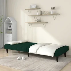 vidaXL Sofá cama de 2 plazas terciopelo Verde oscuro Clearance