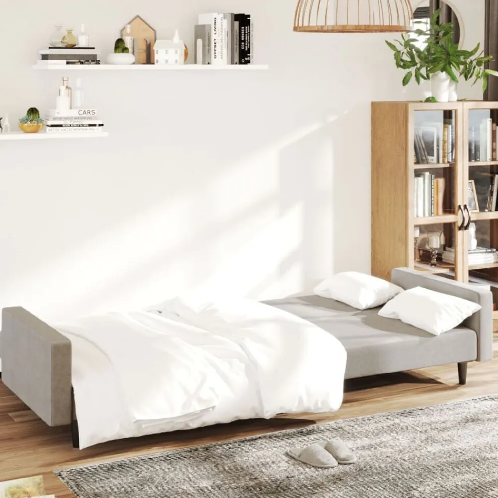 vidaXL Sofá cama de 2 plazas terciopelo Gris claro Discount