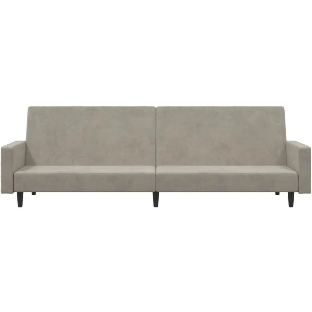 vidaXL Sofá cama de 2 plazas terciopelo Gris claro Discount