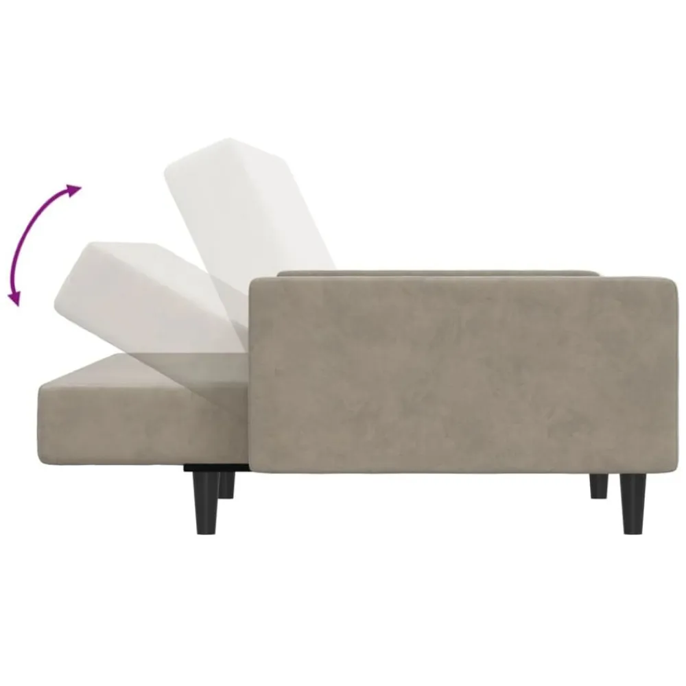 vidaXL Sofá cama de 2 plazas terciopelo Gris claro Discount