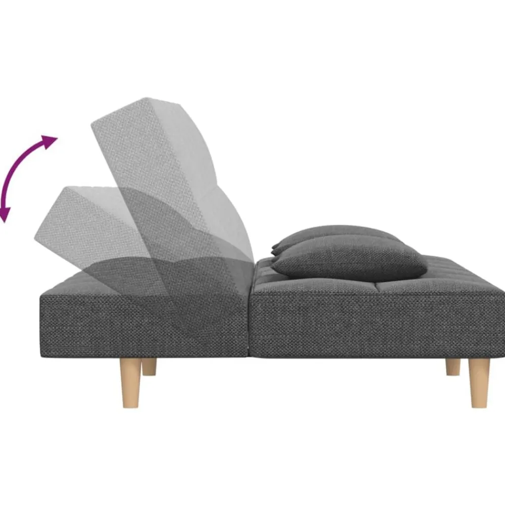 vidaXL Sofá cama de 2 plazas con dos almohadas tela Gris claro
