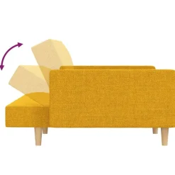 vidaXL Sofá cama de 2 plazas con dos almohadas tela color Amarillo Sale