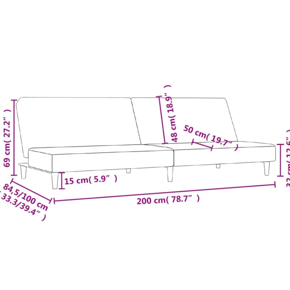 vidaXL Sofás-Sofá cama de 2 plazas tela