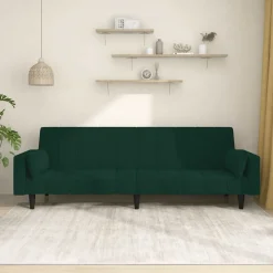 vidaXL Sofás-Sofá cama de 2 plazas con dos almohadas terciopelo
