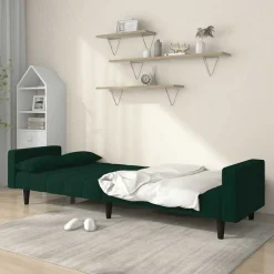 vidaXL Sofás-Sofá cama de 2 plazas con dos almohadas terciopelo