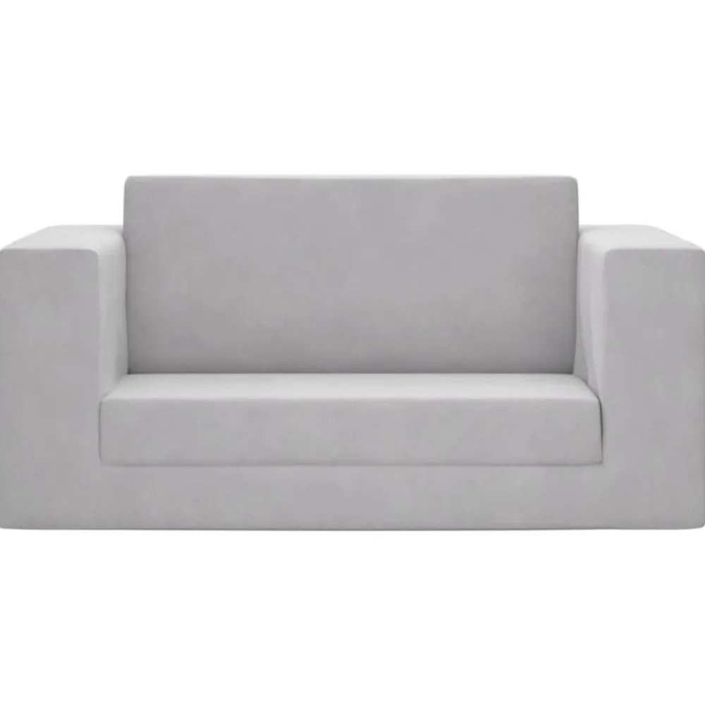 vidaXL Sofá cama de niños 2 plazas felpa suave Gris claro New
