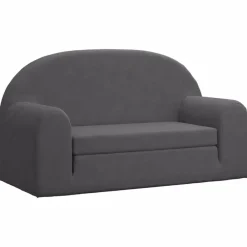 Niños vidaXL Mobiliario Para Bebés Y Niños Pequeños-Sofá cama de niños 2 plazas felpa suave gris