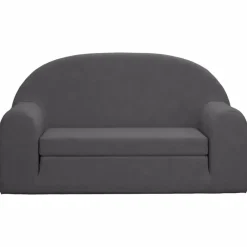 Niños vidaXL Mobiliario Para Bebés Y Niños Pequeños-Sofá cama de niños 2 plazas felpa suave gris