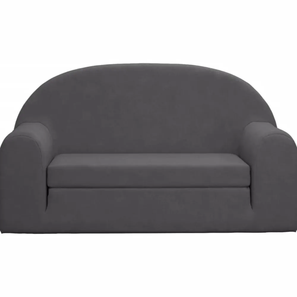 Niños vidaXL Mobiliario Para Bebés Y Niños Pequeños-Sofá cama de niños 2 plazas felpa suave gris