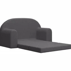 Niños vidaXL Mobiliario Para Bebés Y Niños Pequeños-Sofá cama de niños 2 plazas felpa suave gris